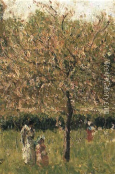 Printemps A Eragny Oil Painting - Camille Pissarro
