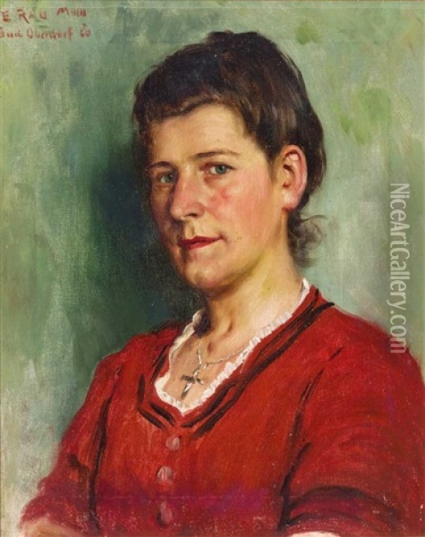 Portrait Einer Jungen Frau, Ausdrucksvoll Charakterisiert Oil Painting - Emil Rau