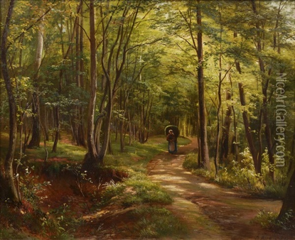 In The Forest Oil Painting - Alois Kirnig