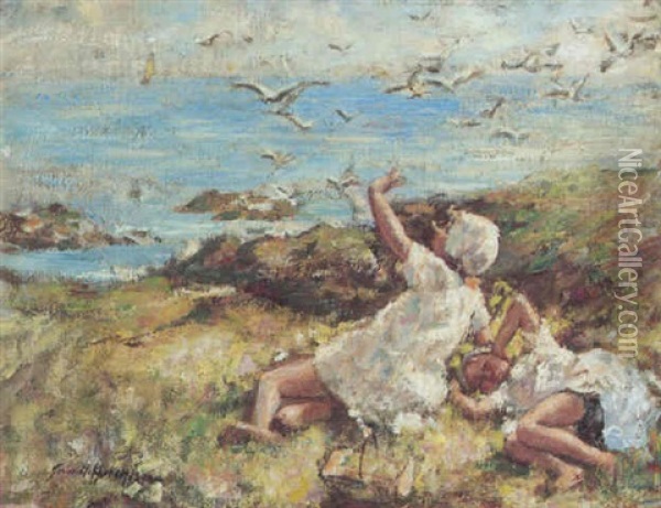 Seagulls And Sunshine Oil Painting - Robert Gemmell Hutchison