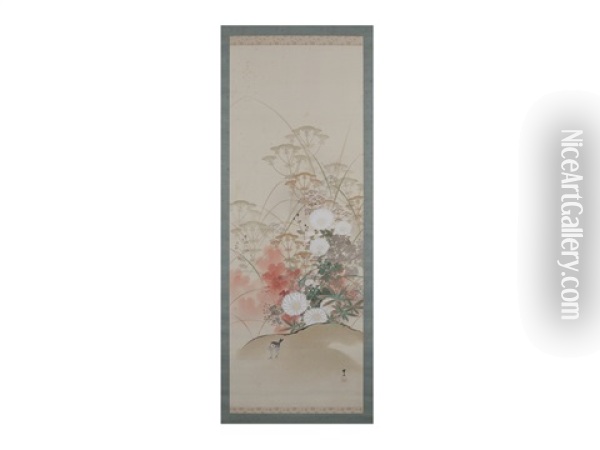 Autumn Flower Oil Painting - Kimura Buzan