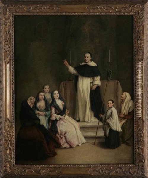 Predica In Famiglia Oil Painting - Pietro Longhi