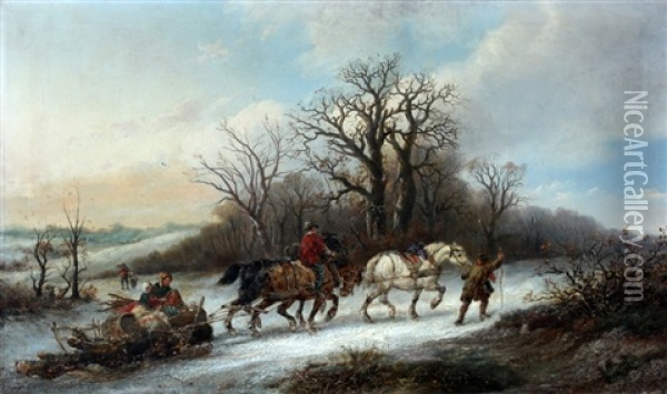 Winterlandschap Oil Painting - Alexis de Leeuw