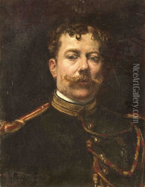 Portrait Eines Russischen Offiziers Oil Painting - Konstantin Egorovich Makovsky