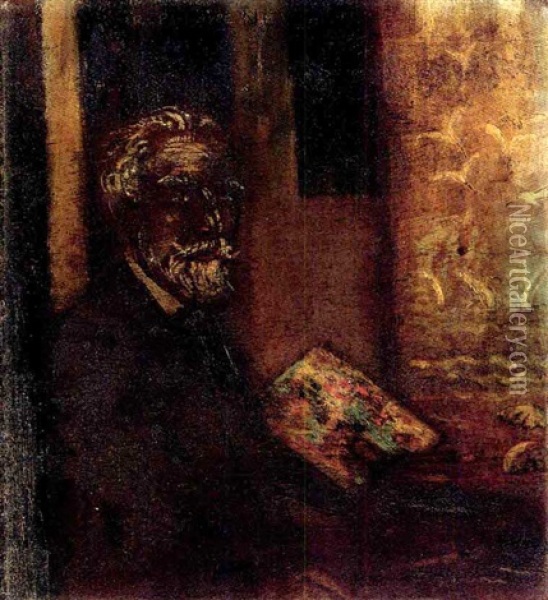 A Self Portrait Of The Artist Oil Painting - James Ensor