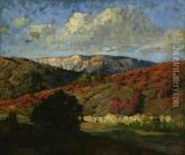 Atmospheric Landscape Oil Painting - William Wendt