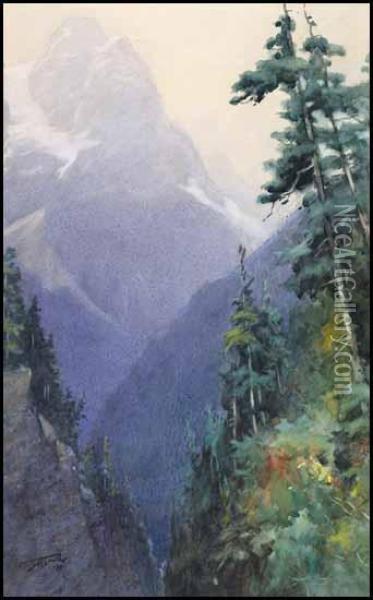 Mount Stephen From The Yoho Valley Oil Painting - Frederic Marlett Bell-Smith