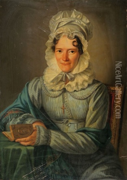 Portrait Einer Dame Mit Haube Und Gebetbuch Oil Painting - Michelangelo Grigoletti