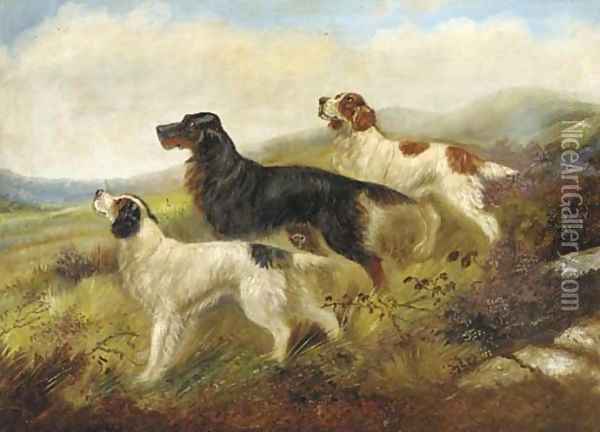 Setters on a moor Oil Painting - Robert Cleminson