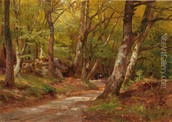 Woodland Path With Decorative Figures Oil Painting - Hugo Darnaut