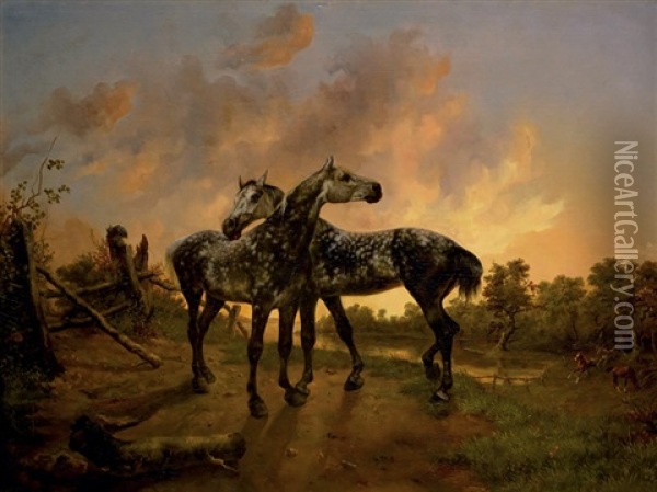 Biche Et Mouche Oil Painting - Johann Rudolf Koller