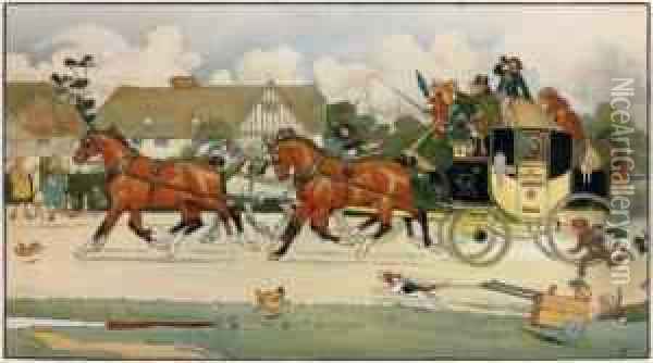 L'arrivee De La Royal Mail Oil Painting - Cecil Charles Aldin