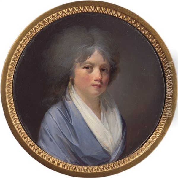 Bildnis Einer Jungen Frau In Taubenblauem Kleid Mit Weisem Fichu Oil Painting - Louis Leopold Boilly