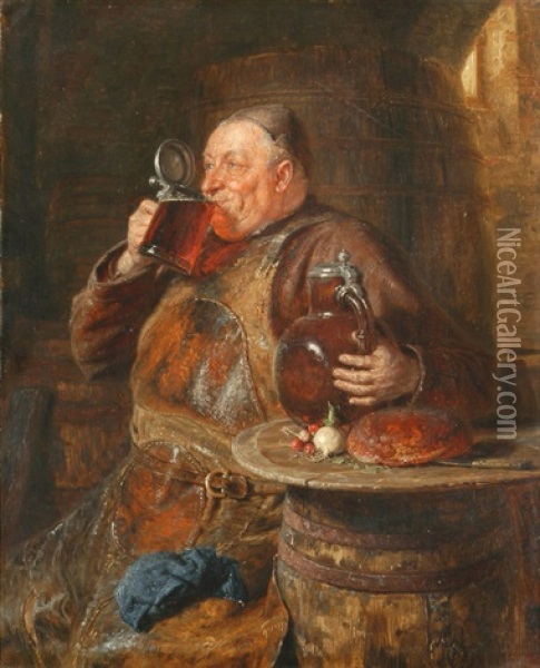 Monch Bei Der Vesper Oil Painting - Eduard von Gruetzner
