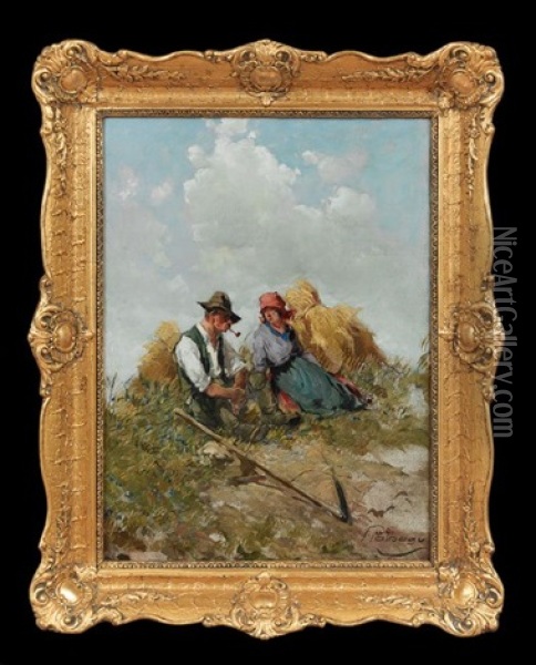 Farmer's Respite Oil Painting - Zsigmond Palnagy