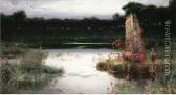 Pontine Marshes Oil Painting - Enrique Serra y Auque