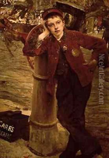 London Shoeshine Boy Oil Painting - Emile Bastien-Lepage