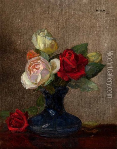 Still Life - Roses Oil Painting - Hans (Jean) Iten