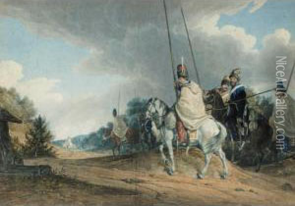 Cossack Patrol Oil Painting - Alexander Ossipovitch Orlovsky