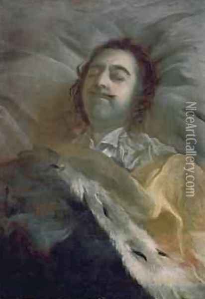 Peter I 1672-1725 the Great on his Deathbed 1725 Oil Painting - Ivan Nikitich Nikitin