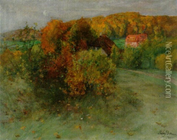 Herbstliche Landschaft In Norddeutschland Oil Painting - Ludwig Julius Christian Dettmann