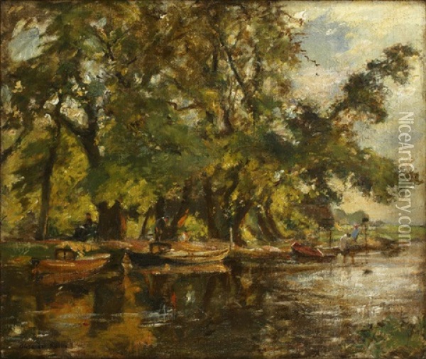 Summer On The River Oil Painting - Alexander Roche