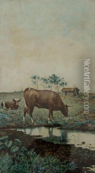 Vacas Oil Painting - Juan Sanuy