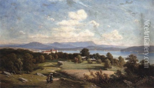 Blick Auf Den Chiemsee Oil Painting - Josef Mayburger