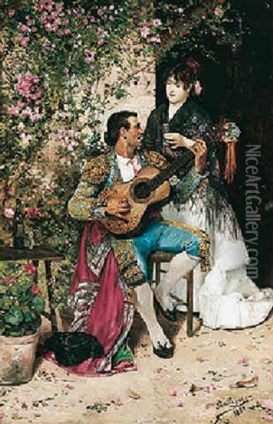 Serenata Oil Painting - Jose Gallegos Y Arnosa