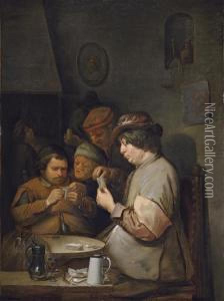 Card Players In An Inn Oil Painting - Joos van Craesbeeck