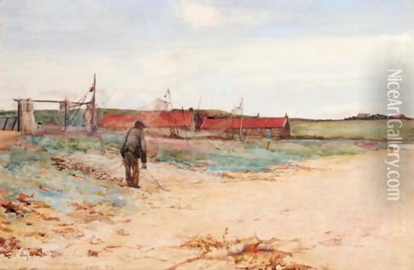 A Salmon Fishing Station On The Scottish Coast Oil Painting - Sir Alfred East