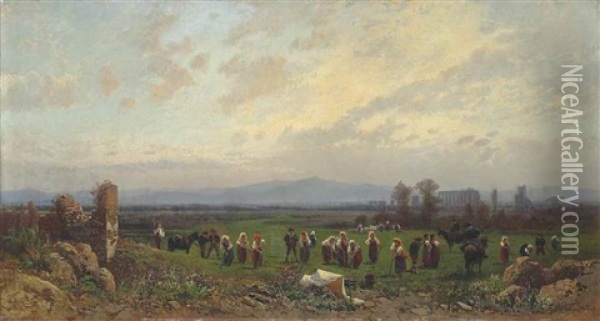 In The Roman Campagna Oil Painting - Hermann David Salomon Corrodi