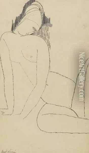 Nu Accroupi Oil Painting - Amedeo Modigliani