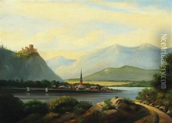 Mountainscape From Tyrol Oil Painting - Frederik Christian Jacobsen Kiaerskou
