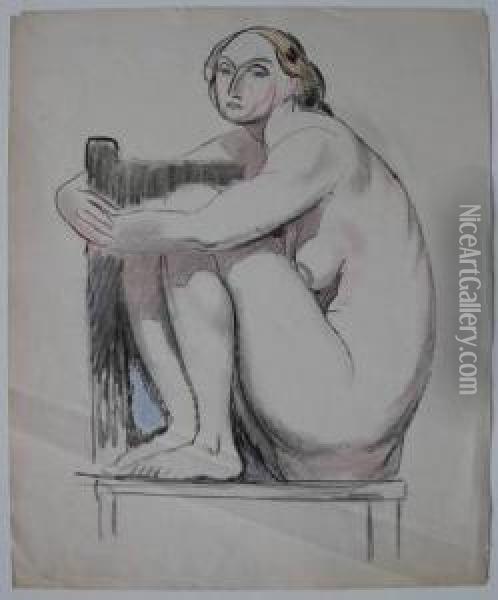 Seated Nude On Chair Oil Painting - William Sommer