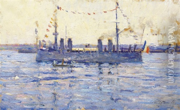 Bateau Bleu Oil Painting - Michail Stiepanovitch Tkatchenko