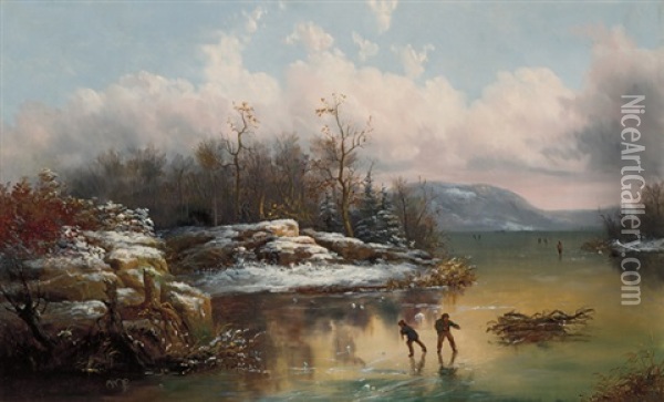 The Skaters Oil Painting - William Charles Anthony Frerichs