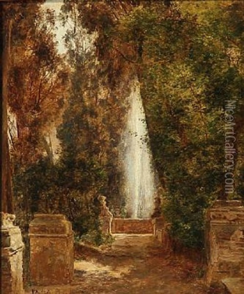 View From Villa D'este In Italy Oil Painting - Janus la Cour