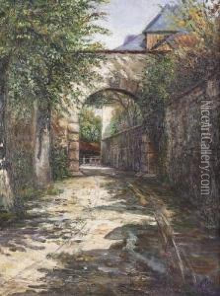 Malerische Stadtansicht. Oil Painting - Adolf Lins