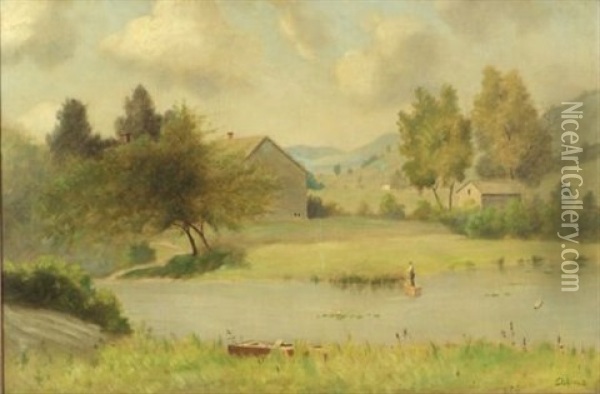 Fishing Adirondacks Oil Painting - Louis Michel Eilshemius