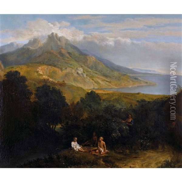 Italienische Kustenlandschaft Oil Painting - Francisque Millet