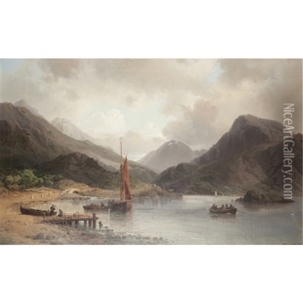 Unloading The Barge Oil Painting - Vilhelm Melbye