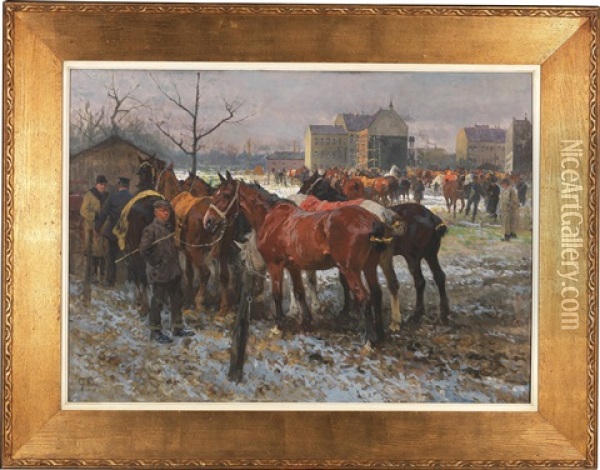 Horse Market Oil Painting - Georg Karl Koch