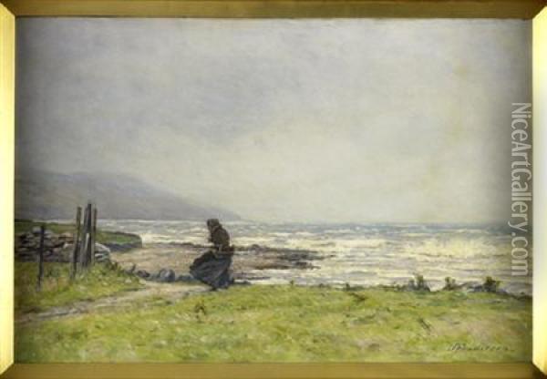 Figure On A Windswept Beach Oil Painting - Joseph Henderson