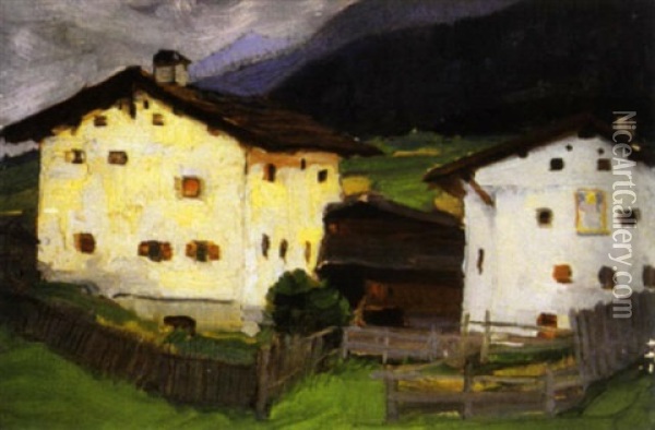 Chalets Oil Painting - Clarence Alphonse Gagnon