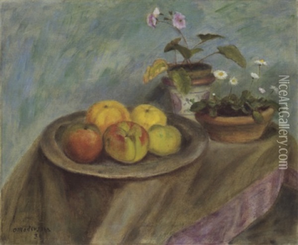 Apfel Mit Marienblumchen Oil Painting - Otto Modersohn