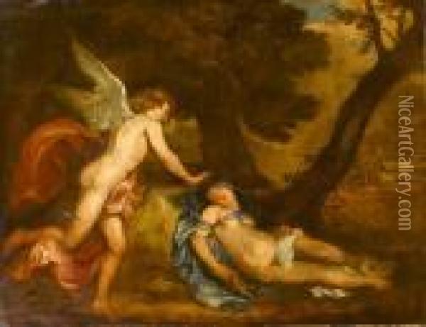 Cupid And Psyche Oil Painting - Thomas Willeboirts Bosschaert