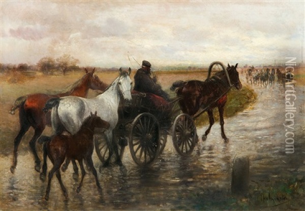 Going To The Fair Oil Painting - Jan van Chelminski