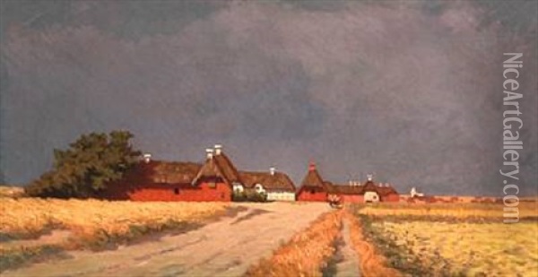 Tordenvejr. Varde-egnen (thunderstorm Near Varde, Denmark) Oil Painting - Valdemar Schonheyder Moller