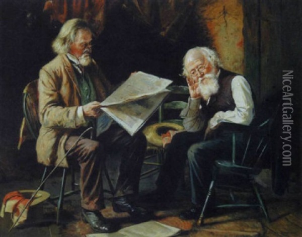 Reading The Morning Newspaper Oil Painting - Harry Herman Roseland